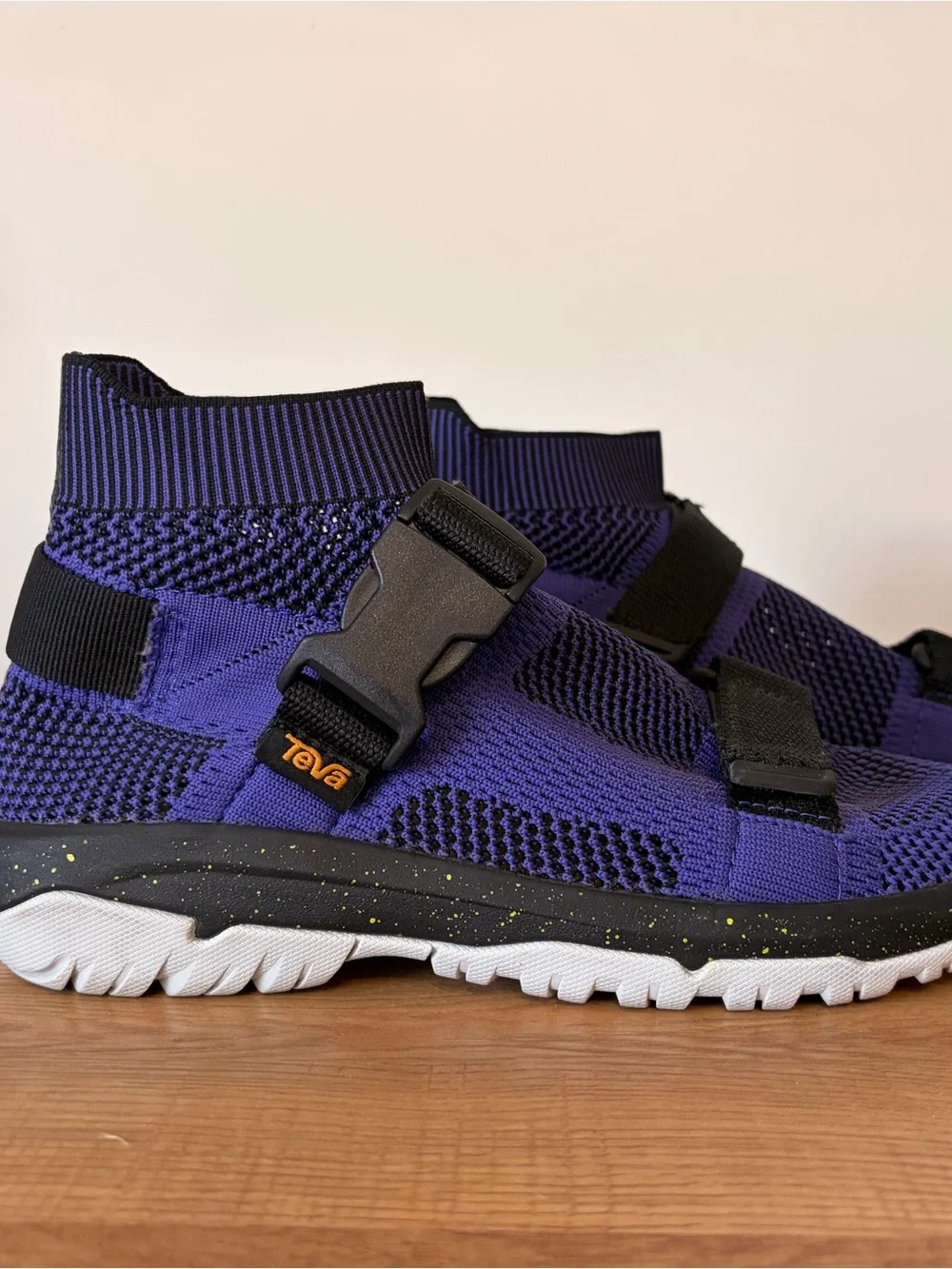 Teva Hurricane Sock Purple and Black Knit Sport Sandal with Buckle